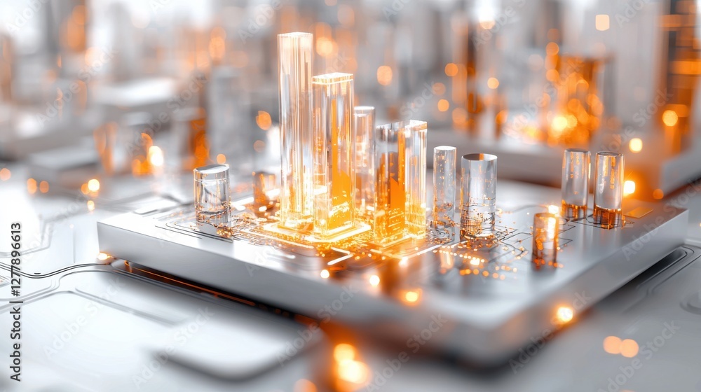 Poster glowing futuristic circuit board backdrop with abstract electronic components and luminous elements