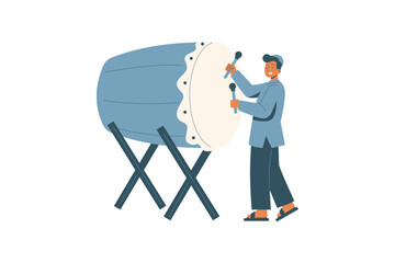 Muslim Character Beating Mosque Drum