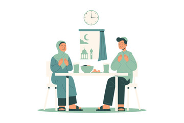 Muslim Family Breakfast Sahur During Ramadan