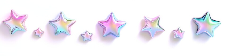 Obraz premium Pastel iridescent stars on white, website design