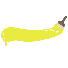 黄色のペンキを塗り広げる平筆