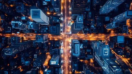 Tokyo's urban skyline glows with city lights against the night sky