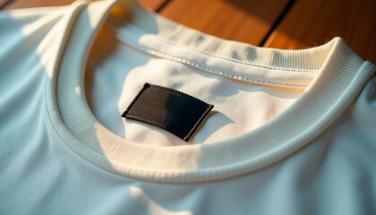 Cream Crewneck T-Shirt with Blank Black Label