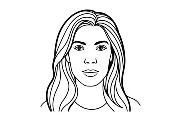 girl with long hair line art with vector Drawing Illustration
