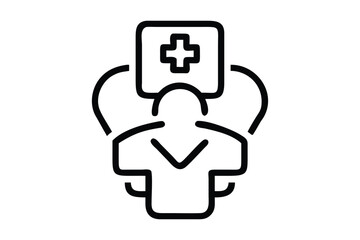 medical equipment icon line art silhouette with vector Drawing Illustration