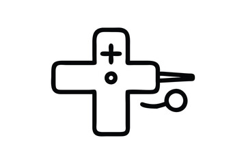 medical equipment icon line art silhouette with vector Drawing Illustration