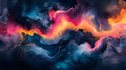 Fototapeta premium Abstract red and orange flames burn hot against a dark sky