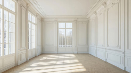 white classic modern empty living room with sunlight.
