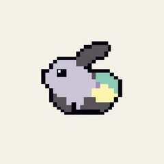 Obraz premium Jumping pixel bunny digital realm pixel art cute playful pastel background