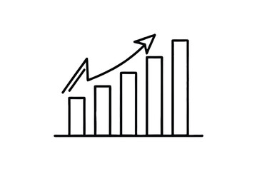 business graph with arrow  line art silhouette with vector Drawing Illustration