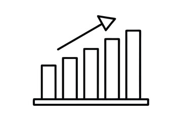 business graph with arrow  line art silhouette with vector Drawing Illustration