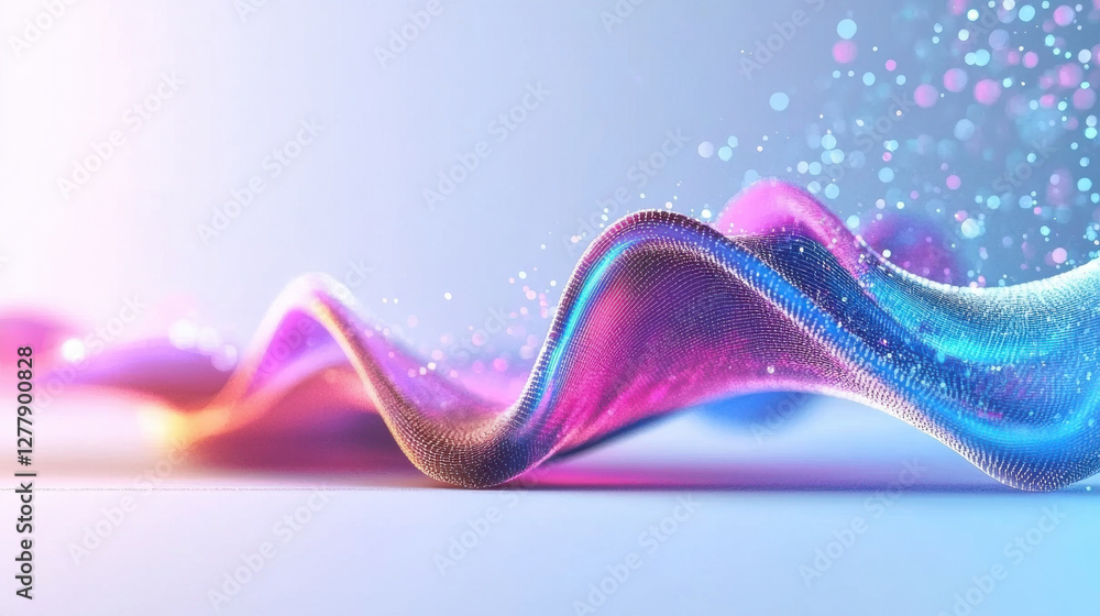 Poster captivating waves of digital radiance mesmerizing fluid motion and iridescent spectrum