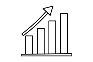 business graph with arrow  line art silhouette with vector Drawing Illustration