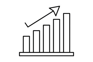 business graph with arrow  line art silhouette with vector Drawing Illustration