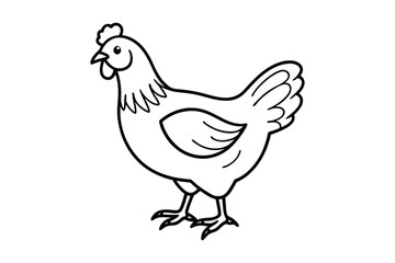 line art chicken silhouette with vector Drawing Illustration