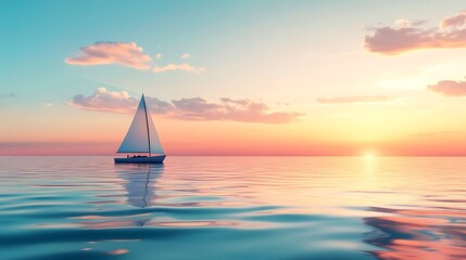 Sailboat at Sunset Peaceful Ocean Scene