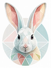 Obraz premium Geometric Rabbit Illustration with Pastel Colors and Vivid Details