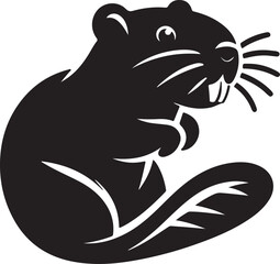 A simple Beaver silhouettes vector style with white background.