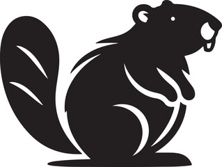 A simple Beaver silhouettes vector style with white background.