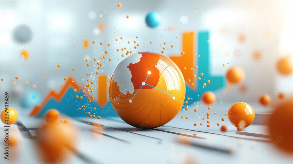 Poster vibrant surreal orb explosion in dynamic colorful abstract composition