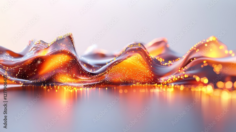 Poster mesmerizing liquid waves of vibrant gradient colors in motion capturing the essence of digital art a