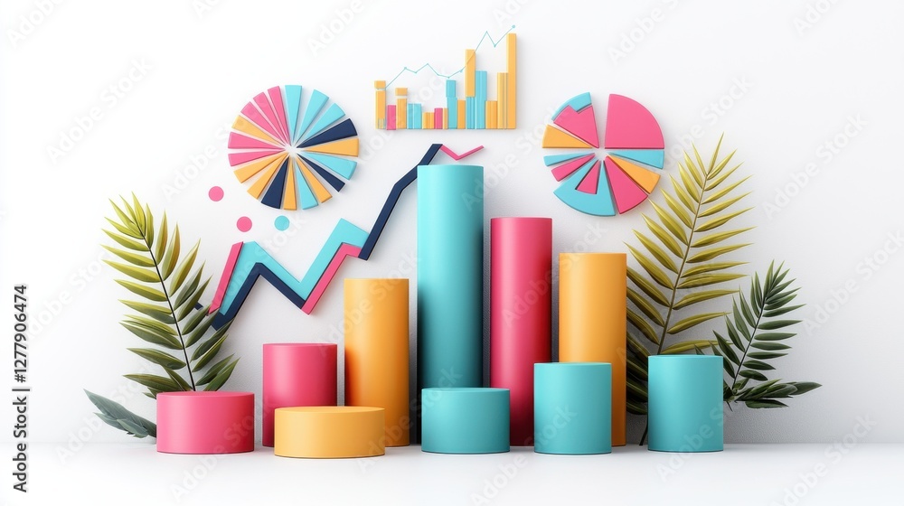 Poster abstract geometric infographic elements with colorful charts and diagrams on white background