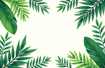 Fototapeta premium Botanical background pattern for the decoration, place for text in the center.