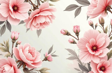 Botanical background pattern for the decoration, place for text in the center.