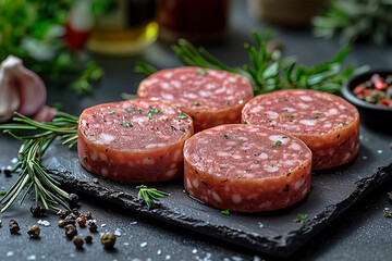 Gourmet Milk Sausage ultra-smooth with a creamy undertone pale pink with a delicate