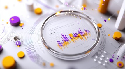 Colorful digital data visualization chart with abstract geometric shapes and patterns for business analytics and financial reporting