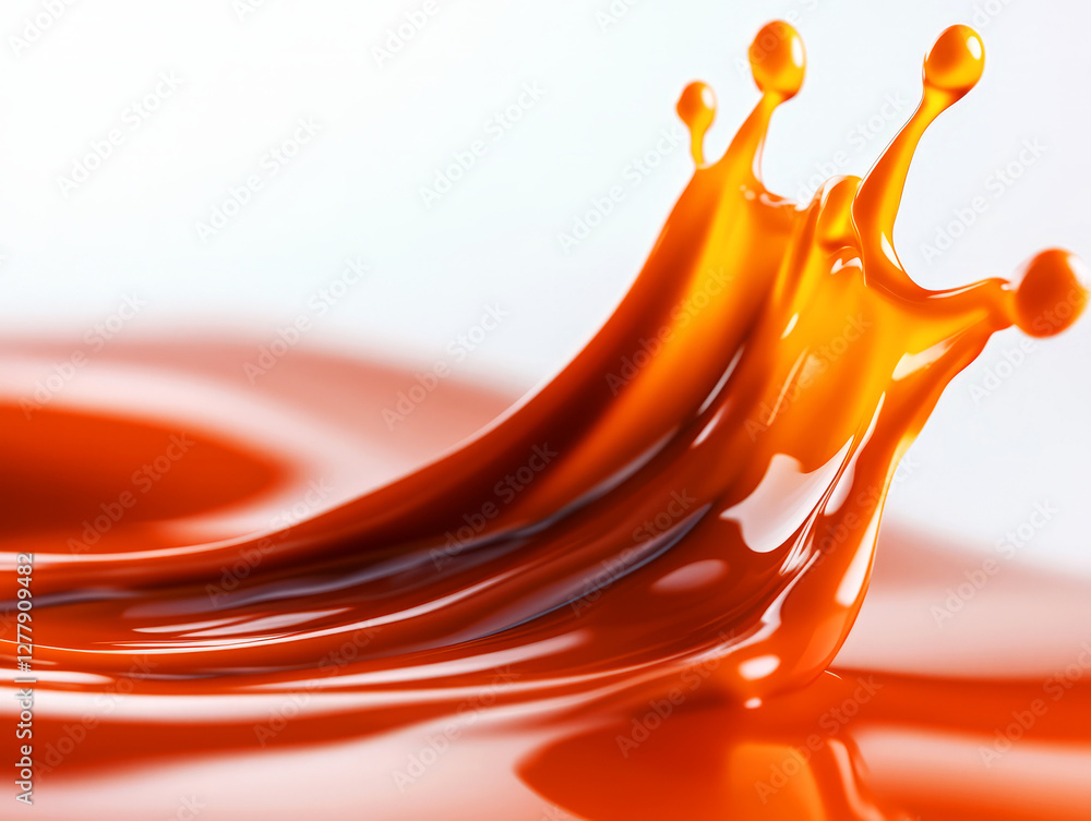 Poster vivid orange liquid splash captured in motion with unique droplet patterns and textures