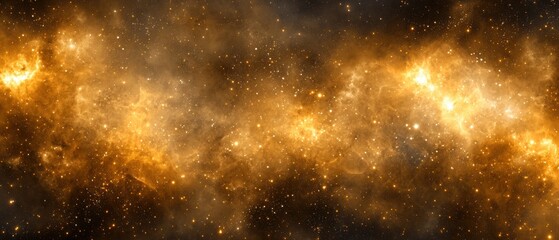 Obraz premium Abstract Cellular Landscape in Golden Hues with Cosmic Elements and Stellar Features