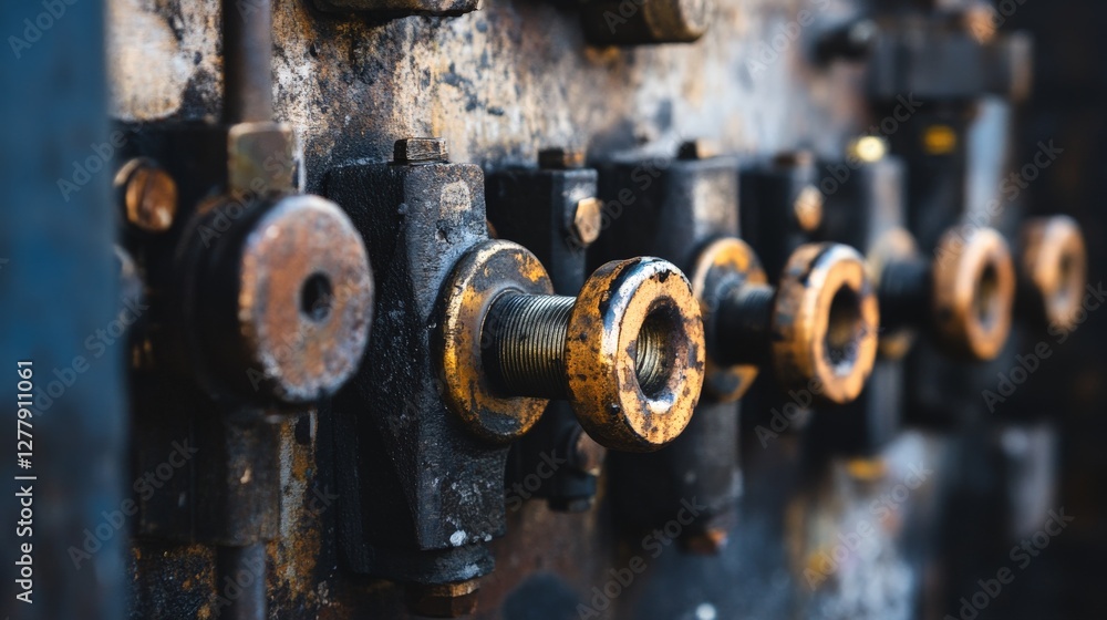 Poster detailed view of railway switch mechanism in action