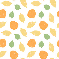 Seamless fruit pattern hand drawn. For digital paper, fabric design, wallpaper.