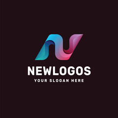 Letter N business logo vector icon illustration gradient colorful style