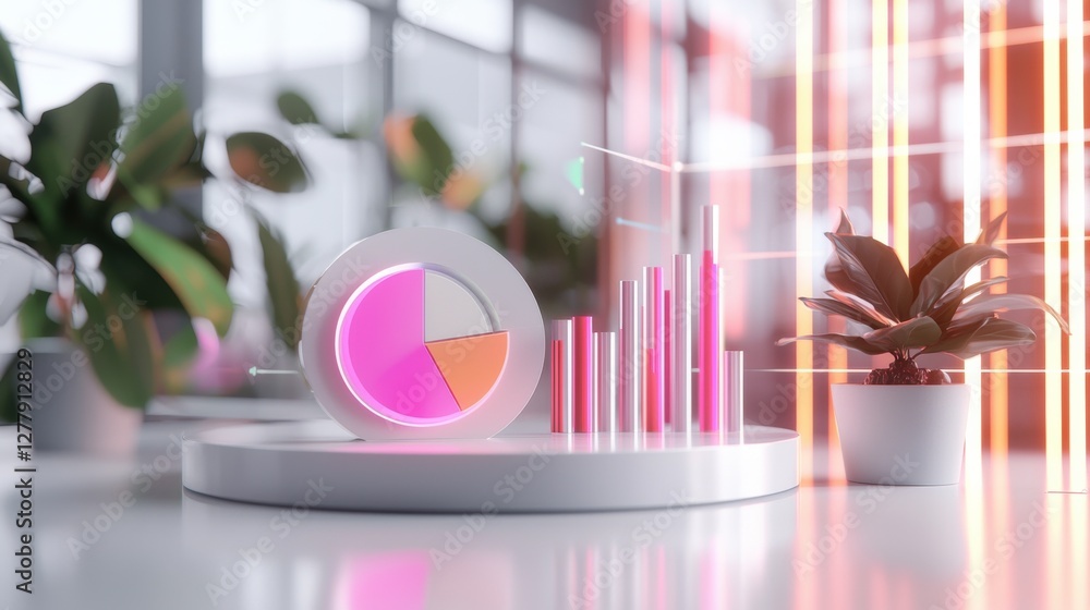 Poster modern analytics dashboard with colorful data visualization charts and graphs