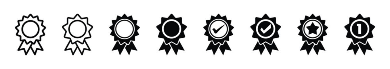 Set of award icon vector on white background. Badge symbol.