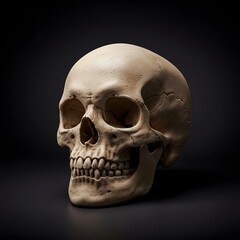Fototapeta premium Detailed Human Skull in a Dark Studio Setting: A 3D Rendered Image