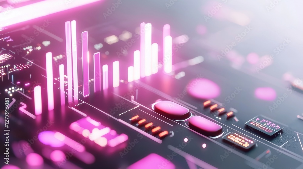 Aufkleber futuristic glowing data visualization and financial analytics dashboard