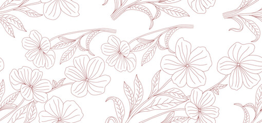 Abstract floral background with flower hand draw seamless pattern. matisse style.