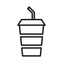 Beverage or soft drink with straw flat vector icon for food apps and websites