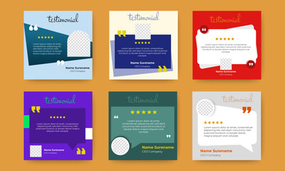 Set of Creative concept client review social media post templates. vector