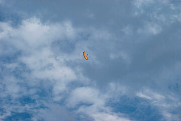 Paragliding over the clouds sunset view at Bir Billing Himachal Pradesh India. Clouds in the sky,