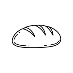 Artisanal Loaf Illustration: A simple line drawing of a freshly baked artisanal loaf of bread, perfect for food-related projects. 