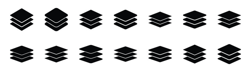 Set of layers icon symbol vector on white background.

