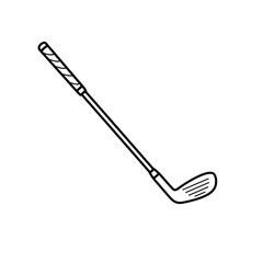 Golf Club Silhouette: A simple yet elegant line drawing of a golf club, ready for a perfect swing. The design focuses on the club's classic form, ideal for a variety of uses.