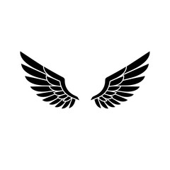 Elegant Wings Silhouette: A sophisticated, high-contrast silhouette of angel or bird wings, exuding a sense of freedom, aspiration, and symbolic significance, perfect for designs and imagery.