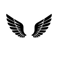 Soaring Symbol: Two stylized wings, elegantly rendered in stark black, take flight. Capturing the essence of freedom, aspiration, and spiritual elevation.