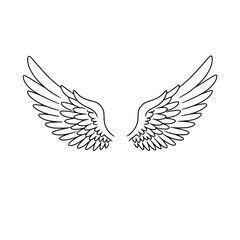 Soaring Grace: Minimalist depiction of angelic wings. An artistic display of feather symmetry, embodies freedom and hope. 