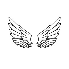 Soaring Grace: Minimalist depiction of angelic wings. An artistic display of feather symmetry, embodies freedom and inspiration. 